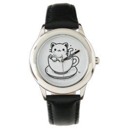 Kut Kat in Theekop Horloge