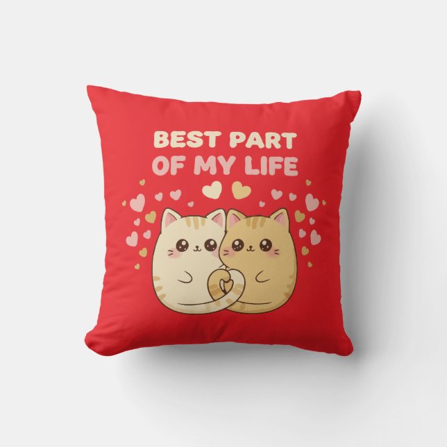 Kut Kawaii Kattenkoppel Verliefd | Beste Deel Kussen (Voorkant)