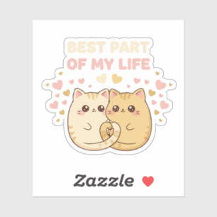 Kut Kawaii Kattenkoppel Verliefd Beste Deel Sticker