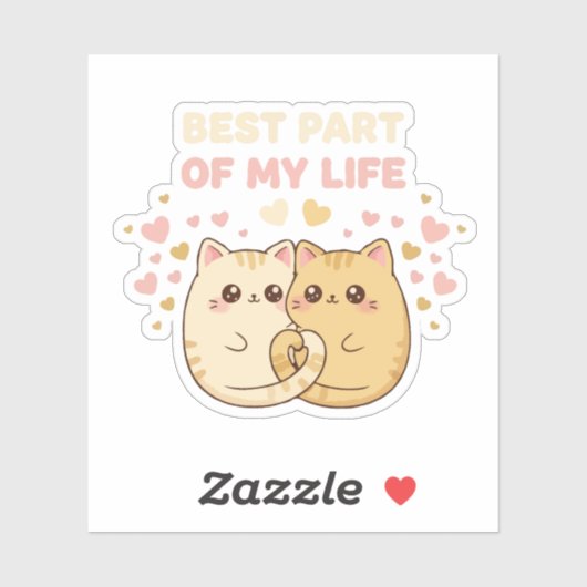 Kut Kawaii Kattenkoppel Verliefd | Beste Deel Sticker (Vel)