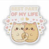 Kut Kawaii Kattenkoppel Verliefd | Beste Deel Sticker (Voorkant)