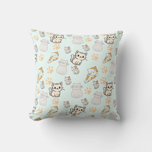 Kut Kawaii Kittens & Paws Worp Kussen (Voorkant)