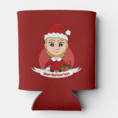 Kut kerstmeisje met kort blond haar blikjeskoeler (Achterkant)