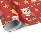 Kut kerstmeisje met kort blond haar cadeaupapier (Rol Hoek)