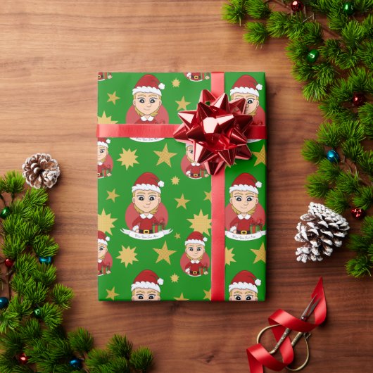 Kut kerstmeisje met kort blond haar cadeaupapier (Feestdagen Geschenken)