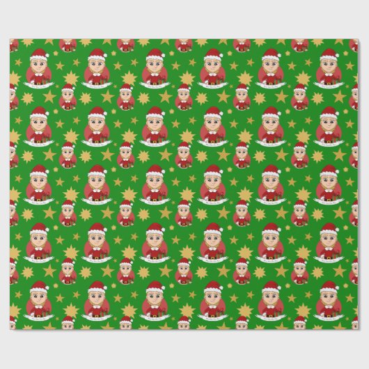 Kut kerstmeisje met kort blond haar cadeaupapier (Vlak)