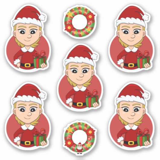 Kut kerstmeisje met kort blond haar sticker (Voorkant)