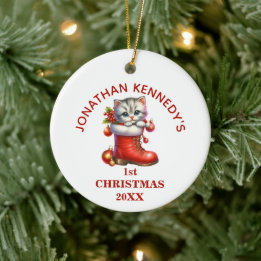 Kut Kitten Eerste Kerstmis Persoonlijk Keramisch Ornament