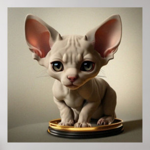 Kut klein Sphynx kitten donker licht bruin Poster
