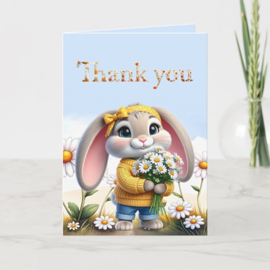 Kut konijn met stippen strik Bedankt (Voorkant)