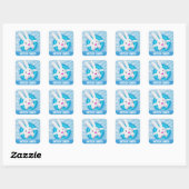 Kut Konijn Zwembad Feestje Persoonlijk Vierkante Sticker (Vel)