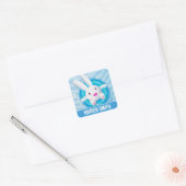Kut Konijn Zwembad Feestje Persoonlijk Vierkante Sticker (Envelop)