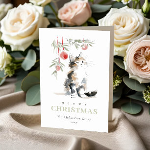 Kut Logo van Kattenkerstboom Bedrijfslogo Feestdagen Kaart