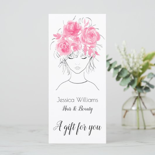 Kut  meisje met roze waterverf rozen-Floral (Staand voorkant)