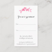 Kut  meisje met roze waterverf rozen-Floral Afsprakenkaartje (Achterkant)