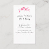 Kut  meisje met roze waterverf rozen-Floral Visitekaartje (Achterkant)