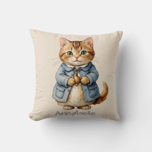 Kut Oud Modieus Kitty Personaliseer Kussen (Voorkant)