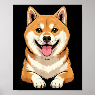 Kut ras artistieke shiba Japanse kreupelhout Poster