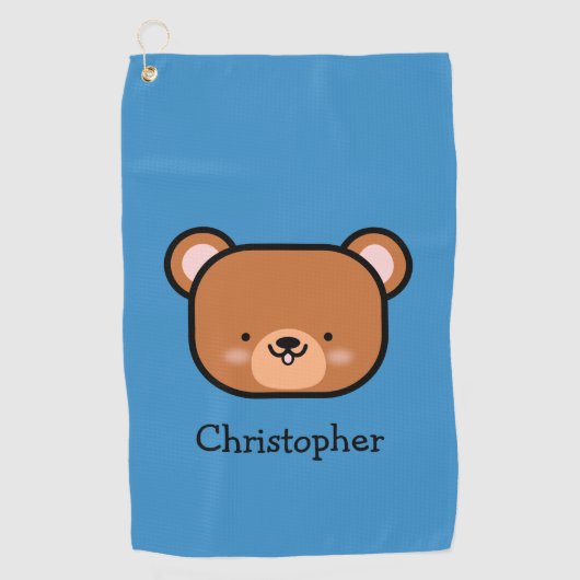 Kut teddybeer met naam golfhanddoek (Voorkant)
