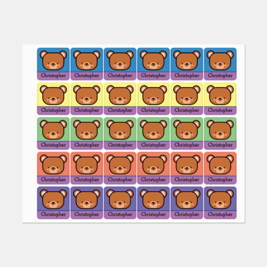Kut teddybeer met naam labels (Vel)