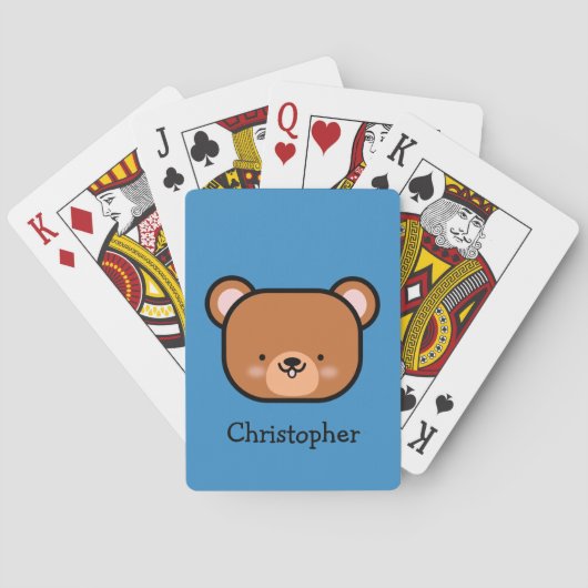 Kut teddybeer met naam pokerkaarten (Achterkant)