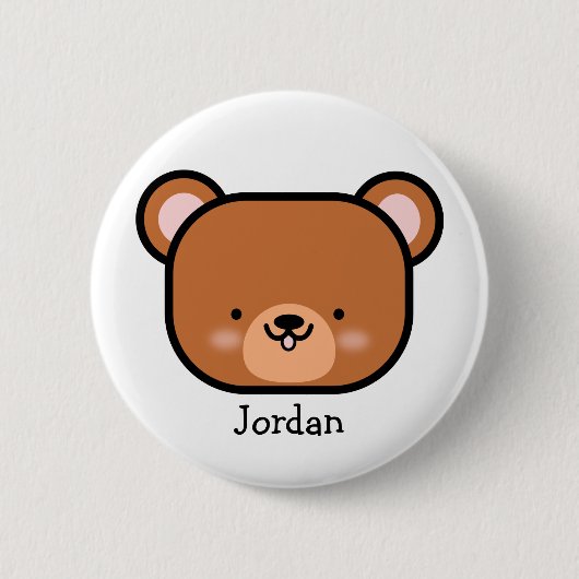 Kut teddybeer met naam ronde button 5,7 cm (Voorkant)