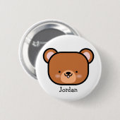 Kut teddybeer met naam ronde button 5,7 cm (Voorkant /achterkant)