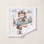 Kut Teddybeer Piloot Persoonlijk Washandje (Wasdoekje)
