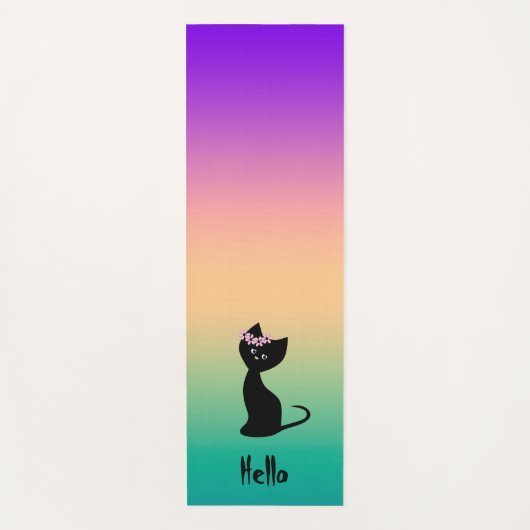 Kut zwarte kattengepersonaliseerde zomergradiënt yogamat (Voorkant)