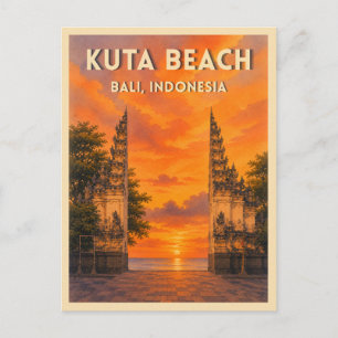 Kuta Beach zonsondergang op Bali Indonesië in vint Briefkaart