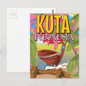 Kuta Indonesië reisposter Briefkaart (Voorkant / Achterkant)