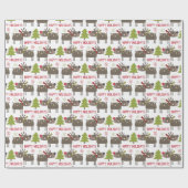 Kutbare rendierrendiertjes met kerstbomen cadeaupapier (Vlak)