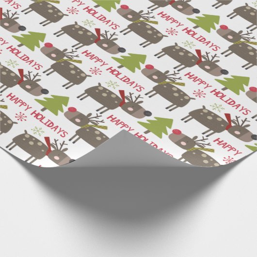 Kutbare rendierrendiertjes met kerstbomen cadeaupapier (Hoek)