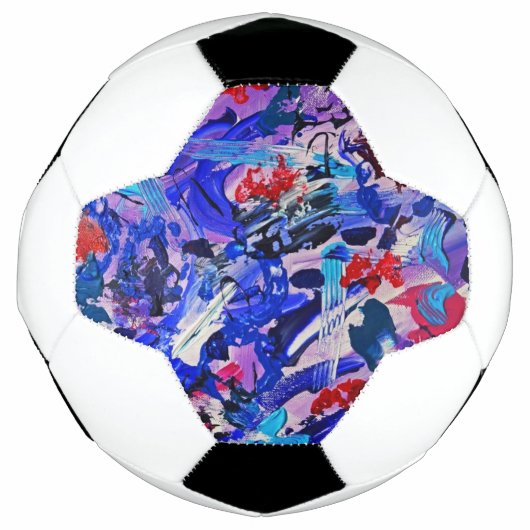 Kutblauw abstract schilderij voetbal (Voorkant)