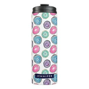 Kutblauw paars roze geodepatroon gepersonaliseerd thermosbeker