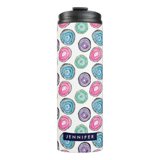 Kutblauw paars roze geodepatroon gepersonaliseerd thermosbeker