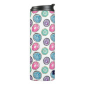 Kutblauw paars roze geodepatroon gepersonaliseerd thermosbeker (Gedraaid links)