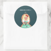 Kutblauwe kerstkoekjes nutcracker ronde sticker (Tas)