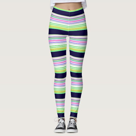 Kutblauwe kleurige strepen leggings (Voorkant)