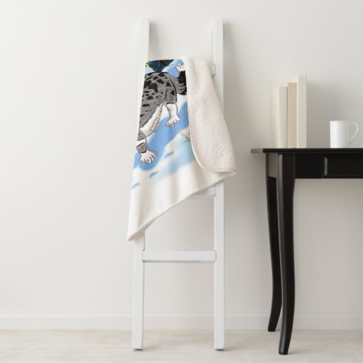 Kutblauwe merel in de sneeuw sherpa deken (In situ)