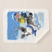 Kutblauwe merel in de sneeuw sherpa deken (Voorkant (horizontaal))