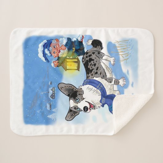 Kutblauwe merel in de sneeuw sherpa deken (Voorkant (horizontaal))