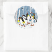 Kutblauwe muzikanten pinguïns sneeuwpoppetje ronde sticker (Tas)