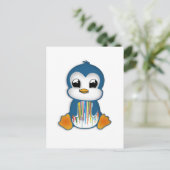 Kutblauwe oranje pinguïn briefkaart (Staand voorkant)