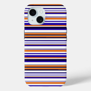 Kutblauwe oranje strepen iPhone 15 case