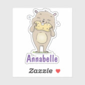 Kutbruine hamster die een cartoon van noten eet sticker (Vel)