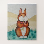 Kutbruine konijnenkonijnenzogende kinderen legpuzzel (Verticaal)