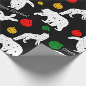 Kutdieren en siervoorwerpen op zwarte achtergrond cadeaupapier (Hoek)