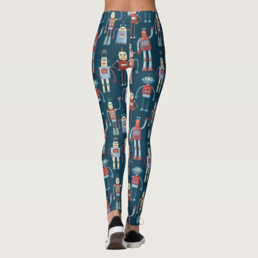 Kute 1950s Style Retro robots Leggings (Achterkant)