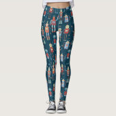 Kute 1950s Style Retro  robots Leggings (Voorkant)